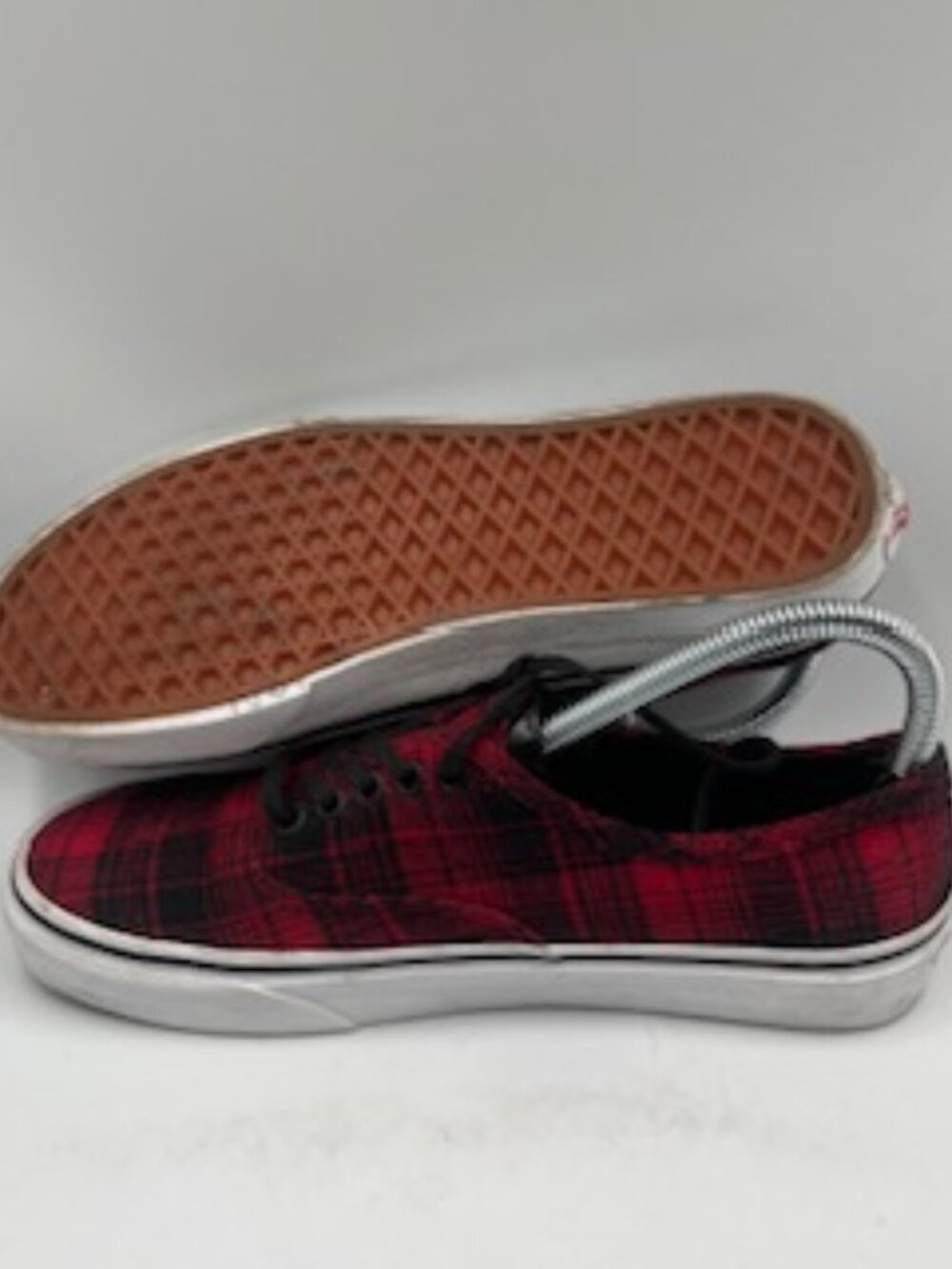 Vans Authentic Flannel Sneakers Unisex W8 M6.5 Red & Black Plaid low top lace up - Picture 8 of 9